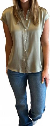 Rails Palmer Dolman Sleeve Button-Down Mermaid Top In Green