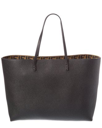 Fendi Fendi Roll Medium Reversible Ff Suede & Leather Tote