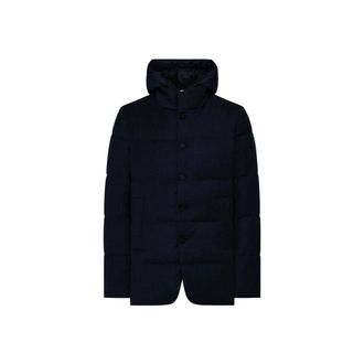 Duno Blauwe Wollen Gewatteerde Herenjas - Heren - Winterjassen - Blauw - XL - Wol - Jassen