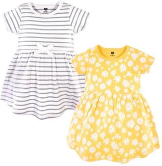 Hudson Baby Stylish Baby Dress 2Pk in Yellow Daisy at Nordstrom, Size 12-18M