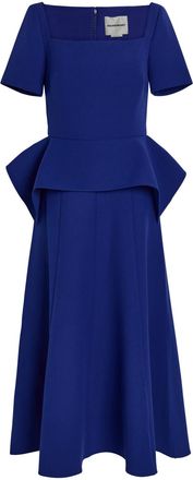 Roland Mouret Peplum-hem Crepe Midi Dress - Blue - 16 (UK16 / XL)