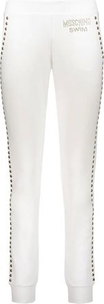 Moschino stud-detail pants - women - Cotton/Elastane - 42 - White