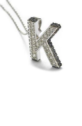 Suzy Levian Sterling Silver Lab Created White & Blue Sapphire Accent Initial Pendant Necklace in Blue-K at Nordstrom Rack