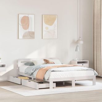 Berkfield Home Bed Frame without Mattress White 150x200 cm King Size Solid Wood Pine
