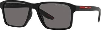 Prada Sportieve Rechthoekige Zonnebril Gepolariseerd - unisex - Zonnebrillen - Zwart - 58 MM - Nylon - Accessoires