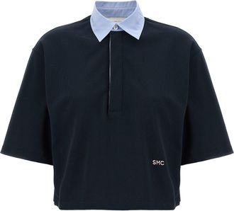 Stella McCartney Cropped Piquet Polo Blu-Donna