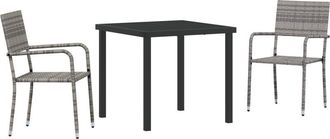 vidaXL Conjunto De Comedor De Jard&iacute;n 3 Pcs Gris Polirat&aacute;n Vidaxl