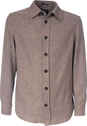Ermenegildo Zegna Overhemden, Heren, Bruin, M, Leer, Overshirt