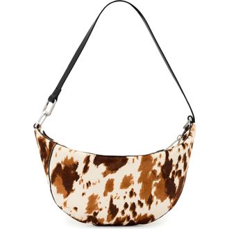 AllSaints Micro Luna Genuine Calf Hair Shoulder Bag in Cow Print at Nordstrom