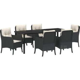 vidaXL Conjunto De Comedor De Jard&iacute;n 7 Pcs Negro Rat&aacute;n Sint&eacute;tico Vidaxl