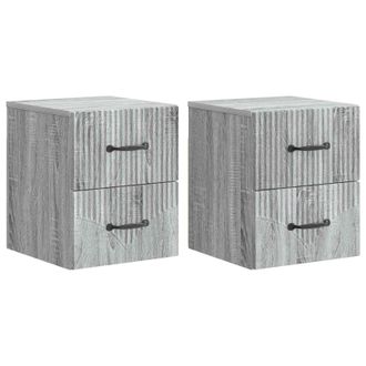 vidaXL Mesita De Noche De Pared 2 Pcs Gris Sonoma 34,5 X 33 X 40 Cm Vidaxl