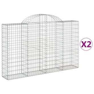 Berkfield Home Arched Gabion Baskets 2 pcs 200x30x120/140 cm Galvanised Iron in Silver