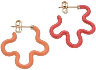 Bea Bongiasca Flower Power Two-Tone Hoop Earrings in Orange at Nordstrom
