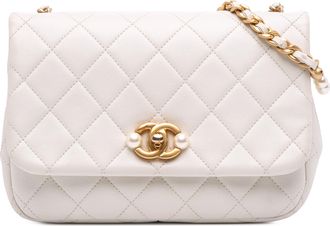 Chanel Pre-owned Womens Mini Flap Shoulder Bag - White Leather - One Size