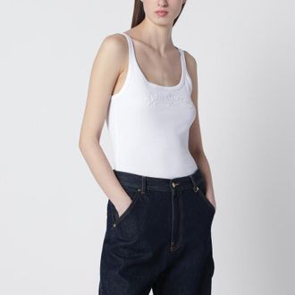 Dolce & Gabbana White tank top with logo embroidery
