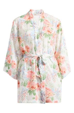 Etam Orchidee Deshabille Lace Trim Robe in Ecru at Nordstrom, Size Medium