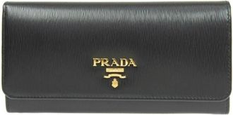 Prada Saffiano Leren Portemonnee - Dames - Portefeuilles - Zwart - ONE Size - Leer - Accessoires