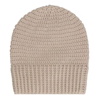 Malo Kasjmier Gehaakte Gebreide Muts - Dames - Hoeden - Beige - ONE Size - Kasjmier - Accessoires