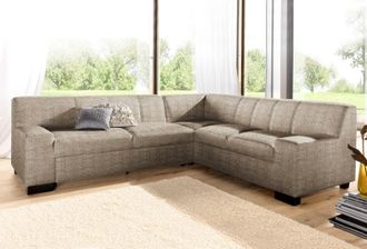 Domo Collection Ecksofa »Norma Top, elegant und modern, flache Armlehnen, L-Form« wahlweise mit Bettfunktion