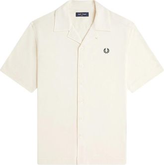 Fred Perry Shirts Beige - Heren - Korte mouwen Overhemden - Beige - S - Katoen - Overhemden