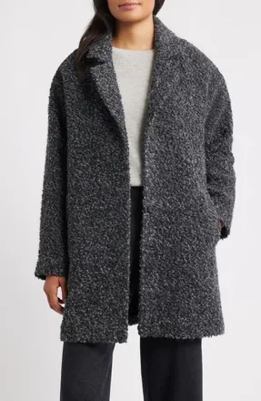 Eileen Fisher Alpaca & Wool Blend Faux Shearling Coat in Chash at Nordstrom, Size Xx-Small