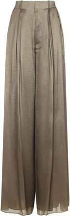 Ralph Lauren Greer Lam&eacute; Pliss&eacute; Broek - Dames - Wijde Broeken - Bruin - XS - Polyester - Broeken