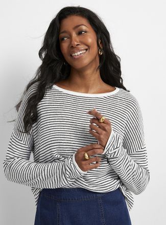Contemporaine Womens Reprocessed linen striped sweater