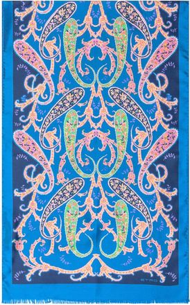 Etro Blue Paisley Printed Scarf