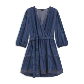 BOSS Balloon-sleeve dress with wrap front