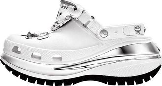 Crocs x MCM Mega Crush Clogs White Silver MEXDAMM08WT