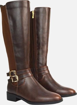 XY London Womens XY London Womens/Ladies Charlie Stretch Side Zip Flat Knee-High Boots - Brown - Size: 6