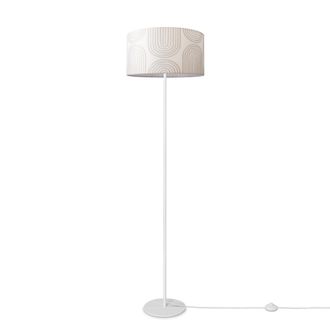Paco Home Paco Home - L&aacute;mpara Pie Sal&oacute;n Pantalla Tela L&aacute;mpara Pie Lectura Abstracta Vintage Dise&ntilde;o 6 (&oslash;38 Cm), L&aacute;mpara De Pie De Una Pata - Blanco