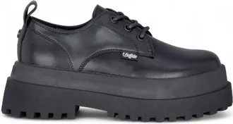 Buffalo Buffalo Womens Black Lace-Up Chunky Platform Derby Shoes - Pluto