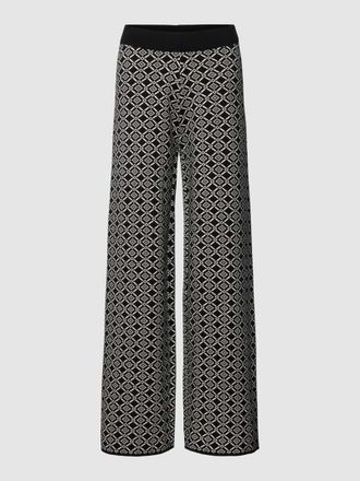 Milano Milano Italy Wide Leg Stoffhose mit Allover-Muster in Black, Größe XS