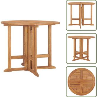 vidaXL The Living Store Tavolo da Giardino Pieghevole &Oslash;90x75 cm in Massello di Teak - Tavolo pieghevole
