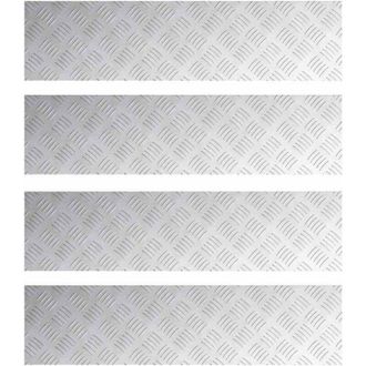 vidaXL Checker Plates 4 pcs Silver 80 x 20 cm Aluminium Vidaxl