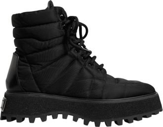 Dolce & Gabbana Gewatteerde Veterschoenen - Heren - Veterlaarzen - Zwart - 39 EU - Leer - Schoenen