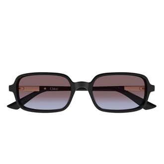 Chlo&eacute; Sunglasses, unisex, Black, Size: 53 MM Narrow Rectangular Sunglasses