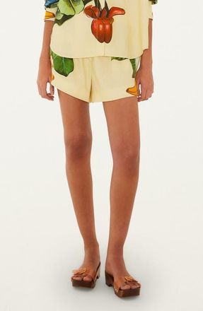 Farm Rio Banana Grapes Linen Blend Shorts in Yellow at Nordstrom, Size Xx-Small