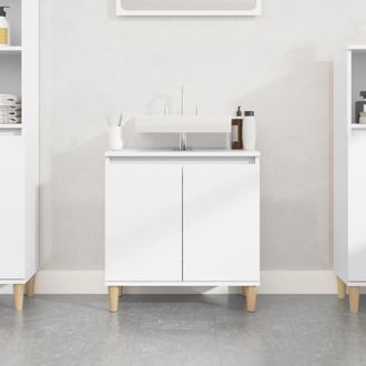vidaXL Armario Para Lavabo Madera Contrachapada Blanco 58x33x60 Cm Vidaxl