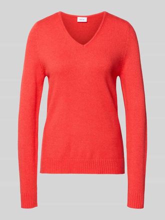 Vila Regular Fit Longsleeve aus Viskose in Strick-Optik Modell Viril in Rot, Gr&ouml;&szlig;e XL
