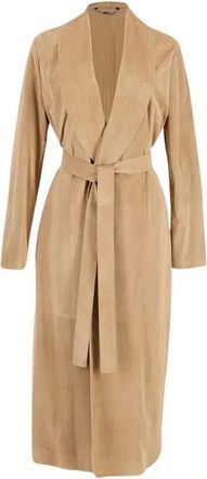 Fendi Luxe Bruine Su&egrave;de Omslagjas - Dames - Jas met riem - Bruin - XS - Su&egrave;de - Jassen