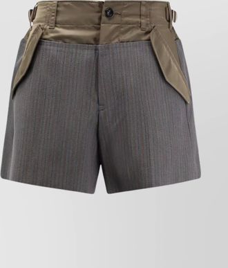 sacai wool shorts featuring nylon accents