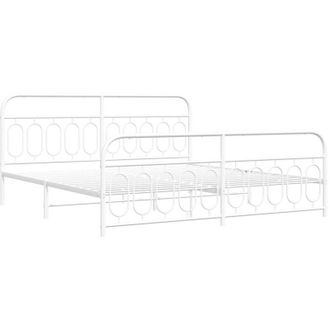 vidaXL Vidaxl - Estructura Cama Sin Colch&oacute;n Con Estribo Metal Blanco 200x200 Cm