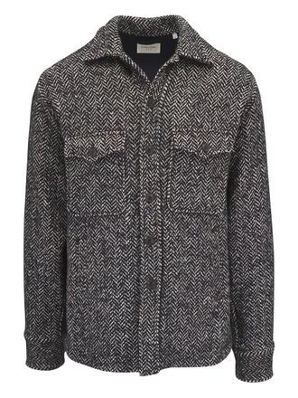 Tintoria Mattei herringbone-pattern overshirt - men - Wool/Acrylic/Polyester/Other fibres/Alpaca - L - Black