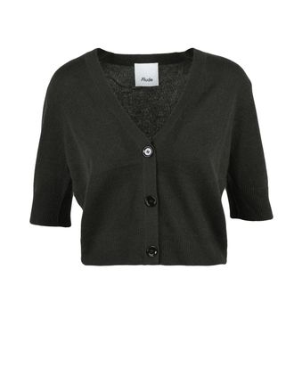Allude Green Cropped Cashmere Cardigan