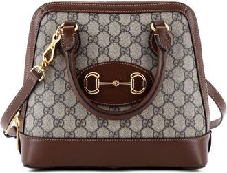 Gucci Horsebit 1955 Top Handle Bag GG Coated Canvas with Leather Small satchel - Bruin