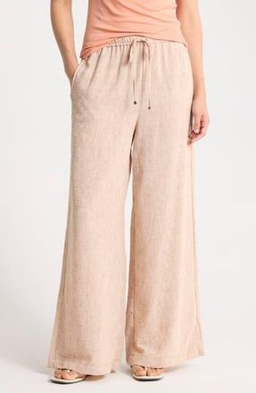Max Studio Crinkled Drawstring Waist Pants in Mocha at Nordstrom Rack, Size X-Large