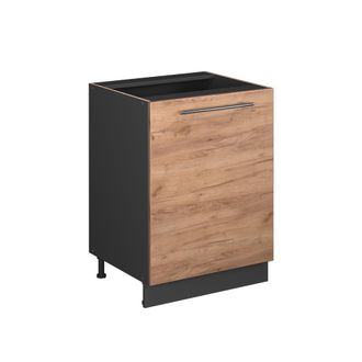 Vicco Mueble Bajo De Cocina Fame-line, Roble Dorado/antracita, 60 Cm 1 Puerta Sin Encimera, Vicco
