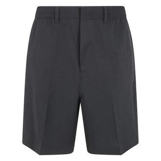 Emporio Armani Korte Broeken, Heren, Blauw, L, Nylon, Nylon Seersucker Bermuda Shorts met Elastische Achterkant